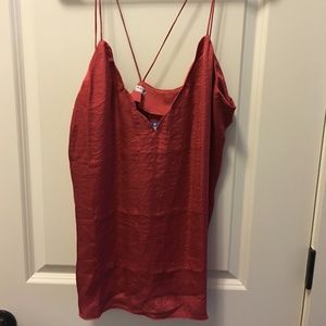 Free People Red Cami Scallop Edge and Back Detail